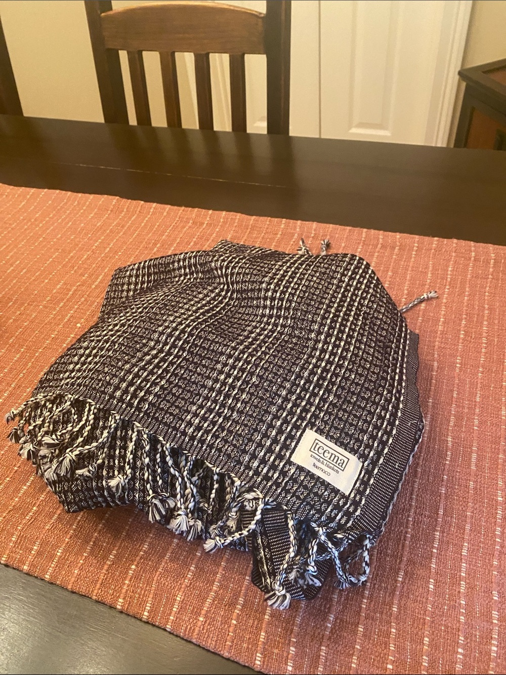 Teema Black & White Woven Towel